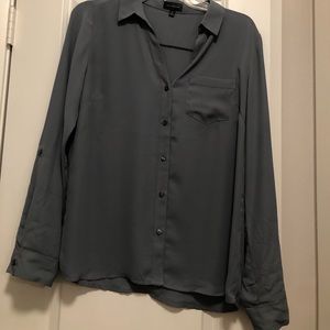 The Limited Ashton Gray Blouse Top Buttoned Dress Shirt Size M